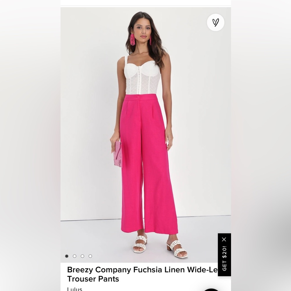 Lulus linen wide leg pants, pink, size XS